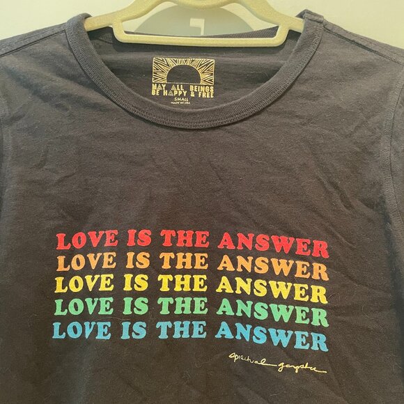 Spiritual Gangster Black Long Sleeve Crop Top & Love Is The Answer Graphic - Picture 7 of 9
